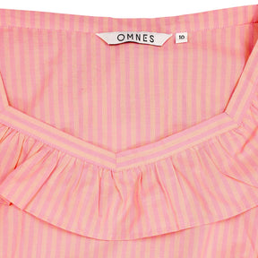 Omnes Pink Striped Ruffle Top