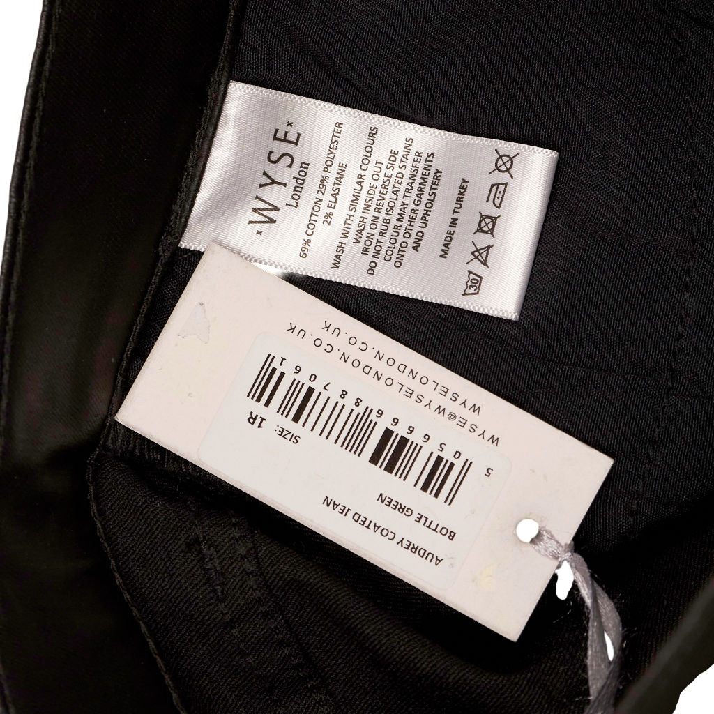 Wyse Bottle Green Audrey Coated Jeans