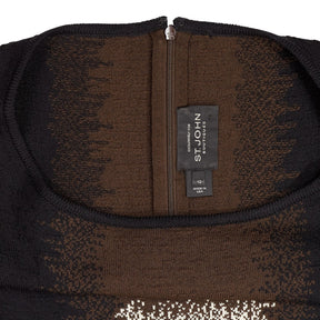 St. John Black Brown Intarsia Knit Dress