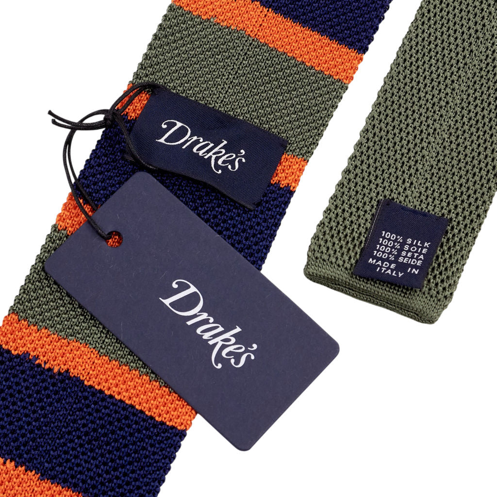 Drake's Multicolour Striped Silk Tie
