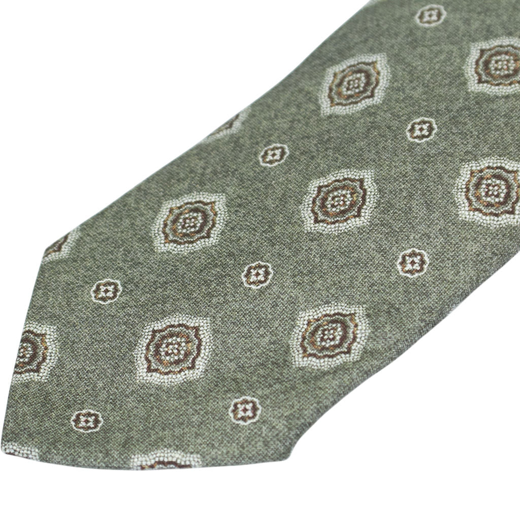 Moss Green Patterned Silk Tie Bundle x 3