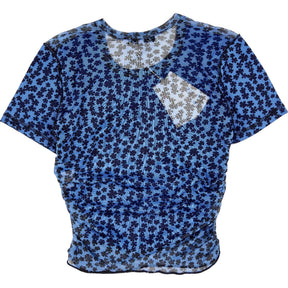 Omnes Blue Floral Mesh Top