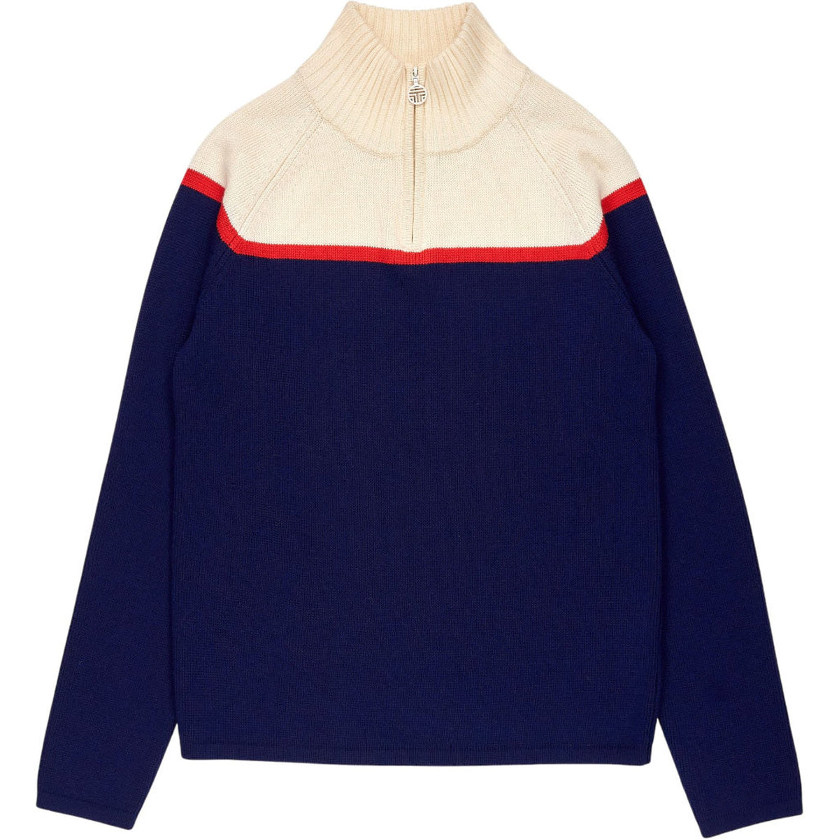 Tory Sport Navy Cream Zip Knit Jumper