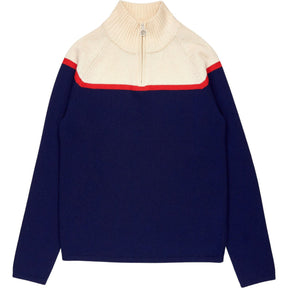 Tory Sport Navy Cream Zip Knit Jumper