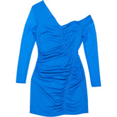 Self-Portrait Blue One Shoulder Ruched Mini Dress
