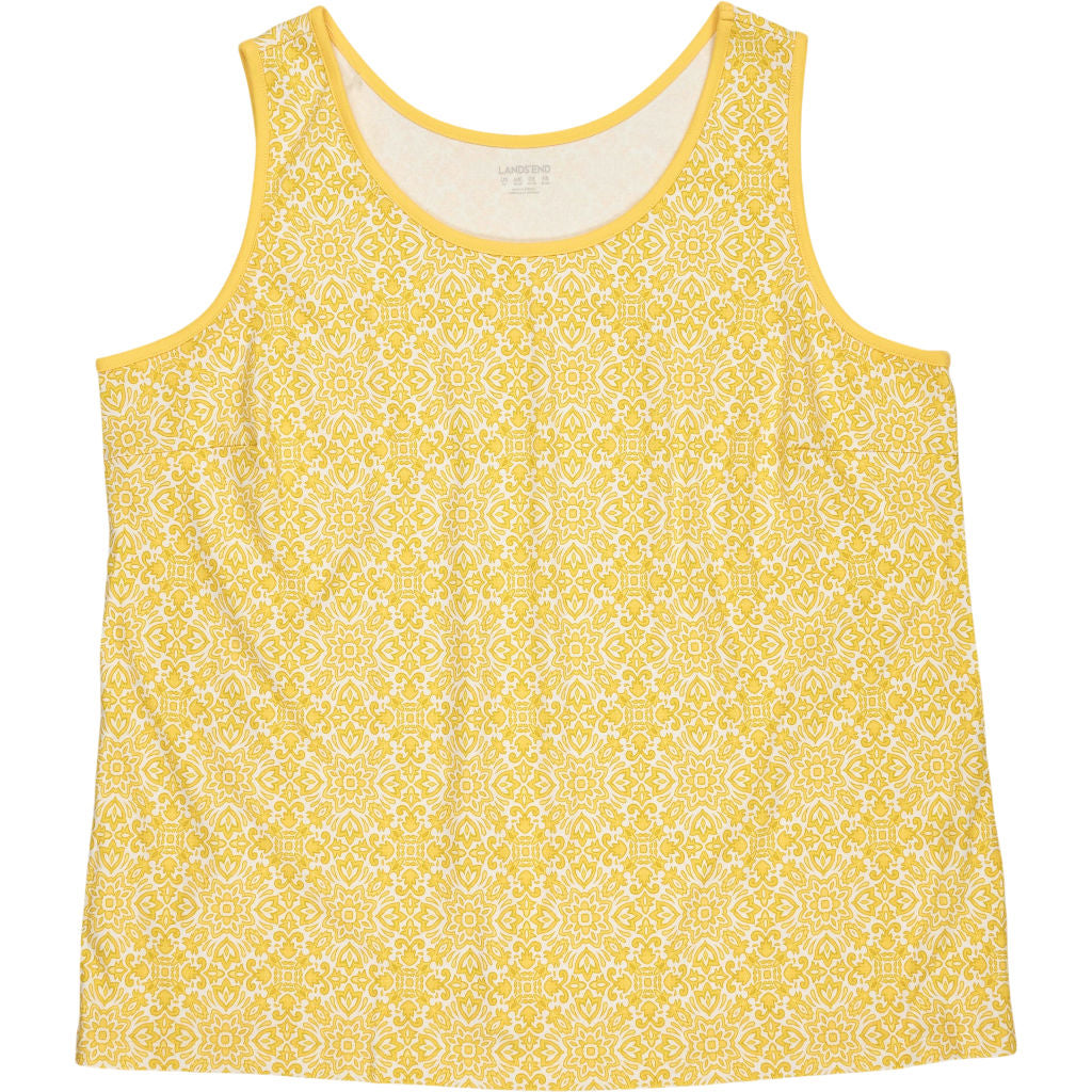Lands End Yellow Patterned Tank Top