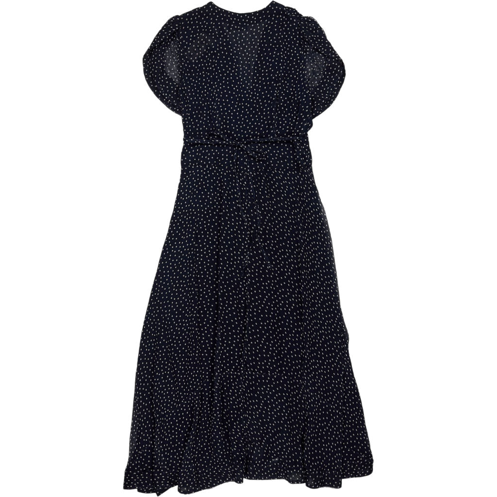 Rixo Navy Polka Dot Midi Dress