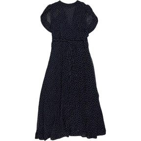 Rixo Navy Polka Dot Midi Dress