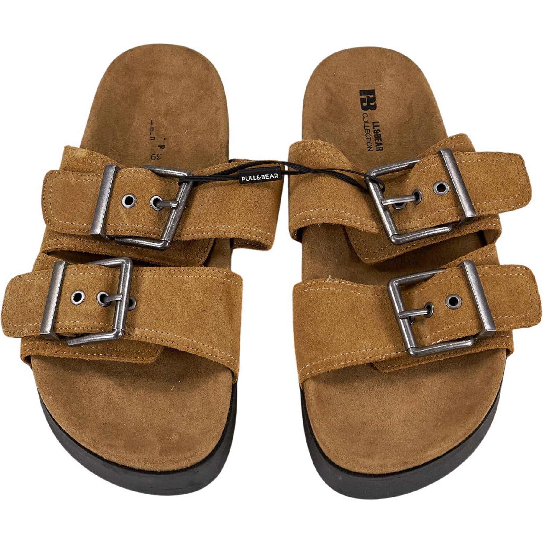 Pull & Bear Tan Suede Buckle Sandals