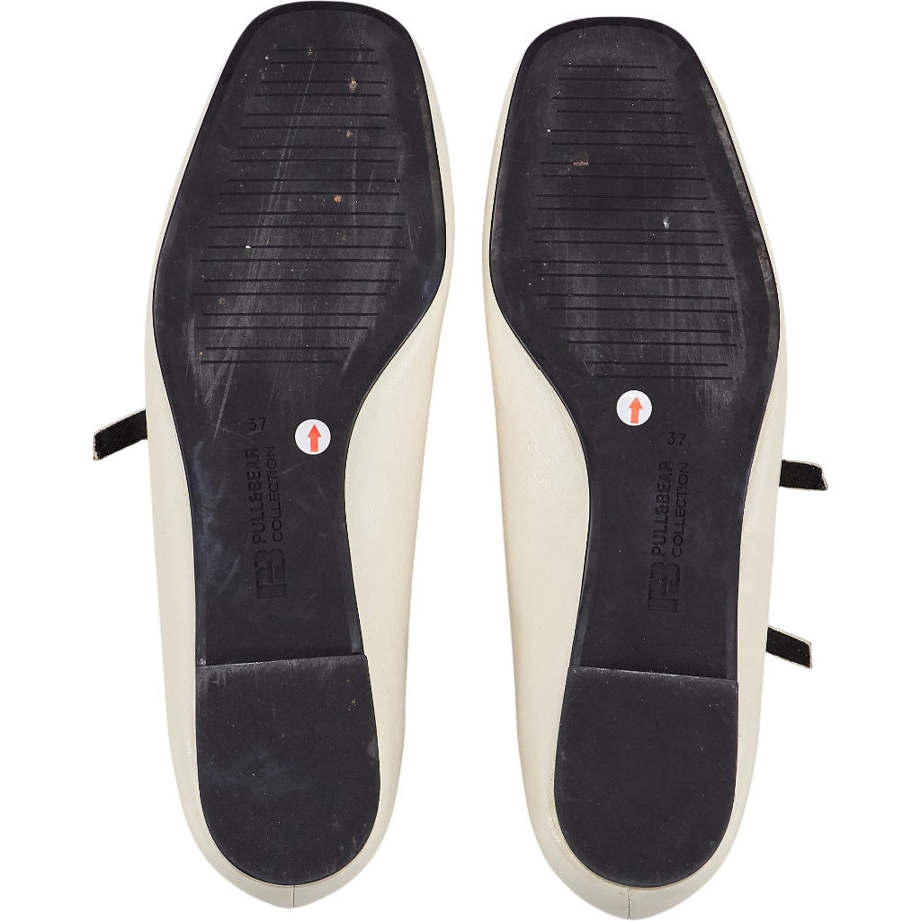 Pull & Bear Cream Double Strap Flats