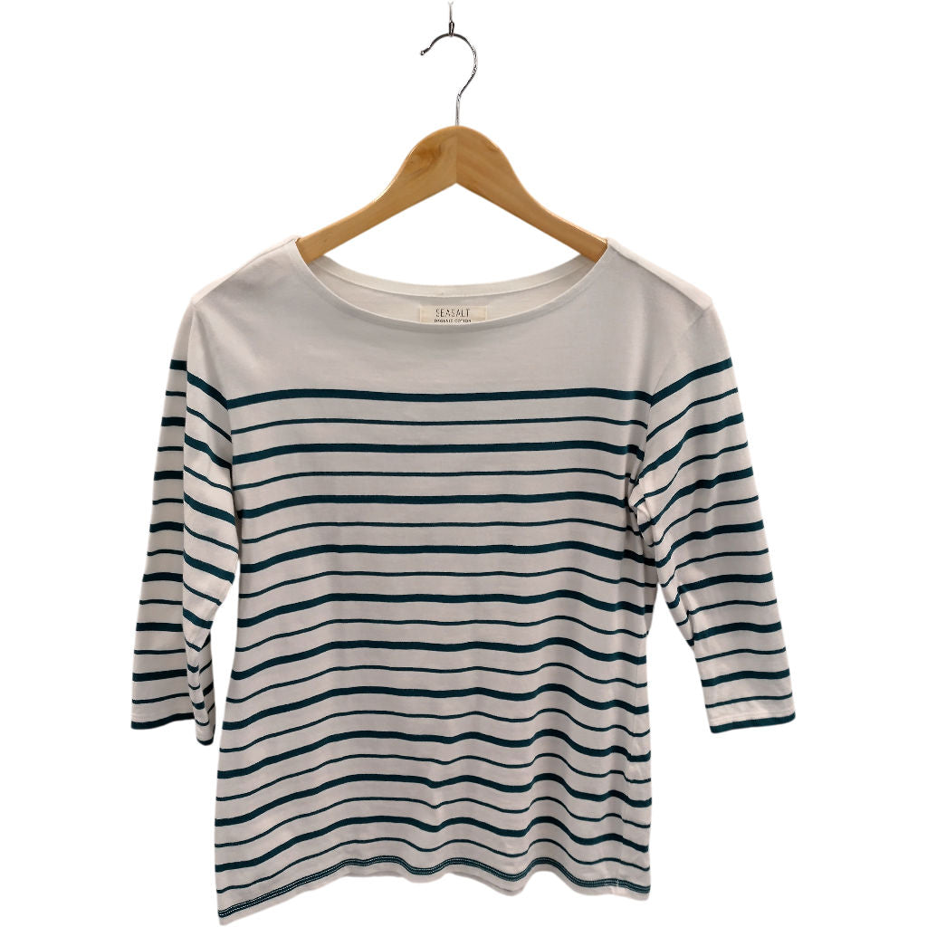 Seasalt White Green Striped Sailor Top