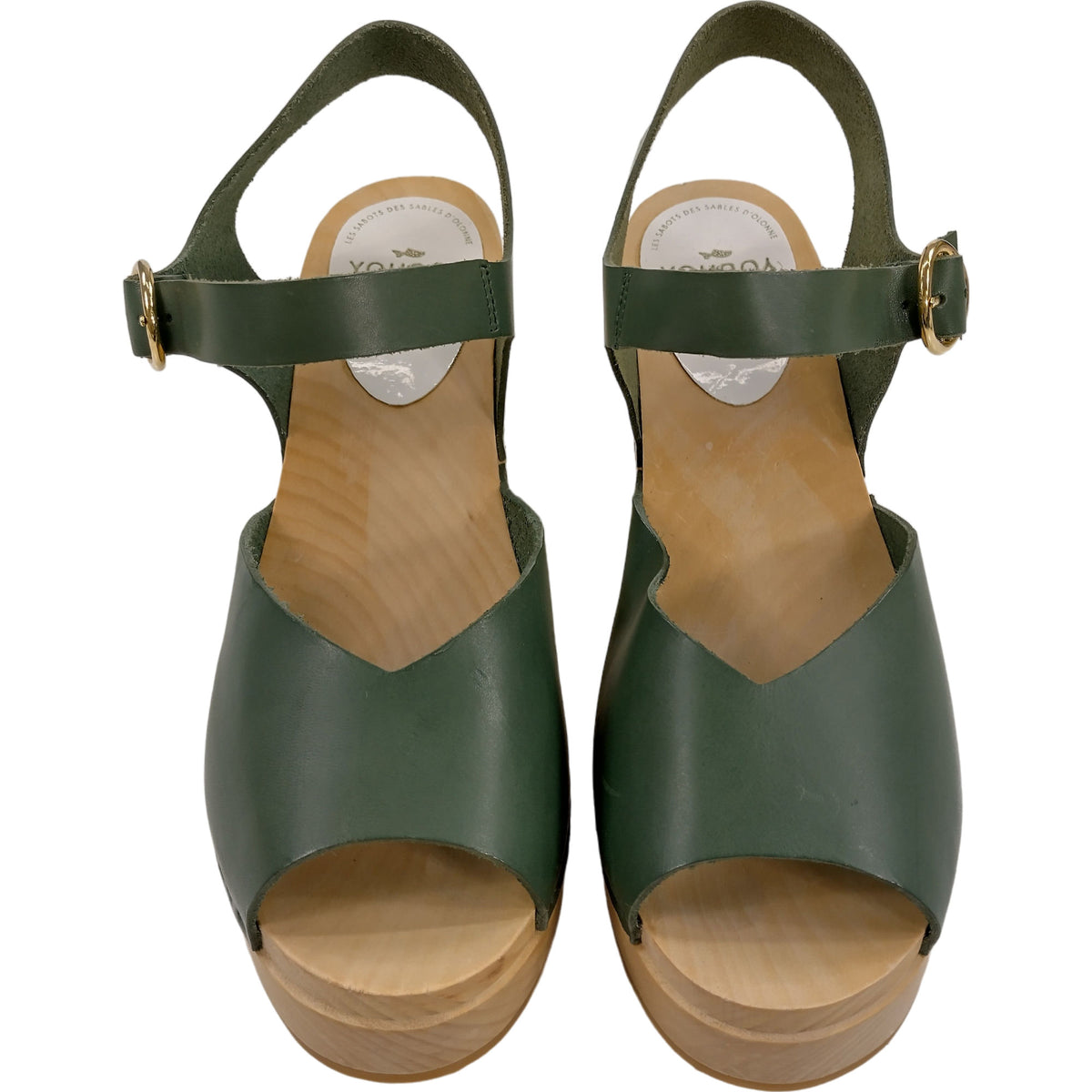 Youyou Green Wooden Heel Sandals