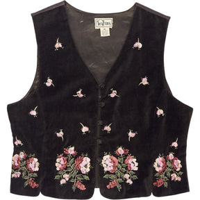 Vintage Tantrums Black Floral Embroidered Waistcoat