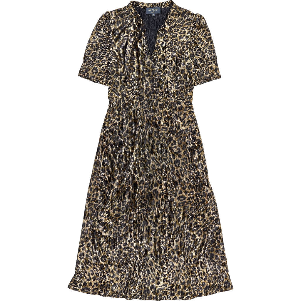 WYSE Leopard Print Midi Dress
