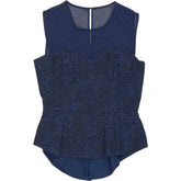 BCBG Max Azria Navy Sleeveless Peplum Top