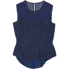 BCBG Max Azria Navy Sleeveless Peplum Top