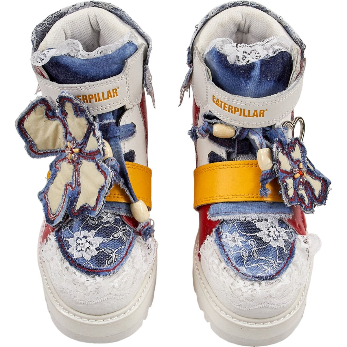 Caterpillar White Denim Lace Reignite Boots