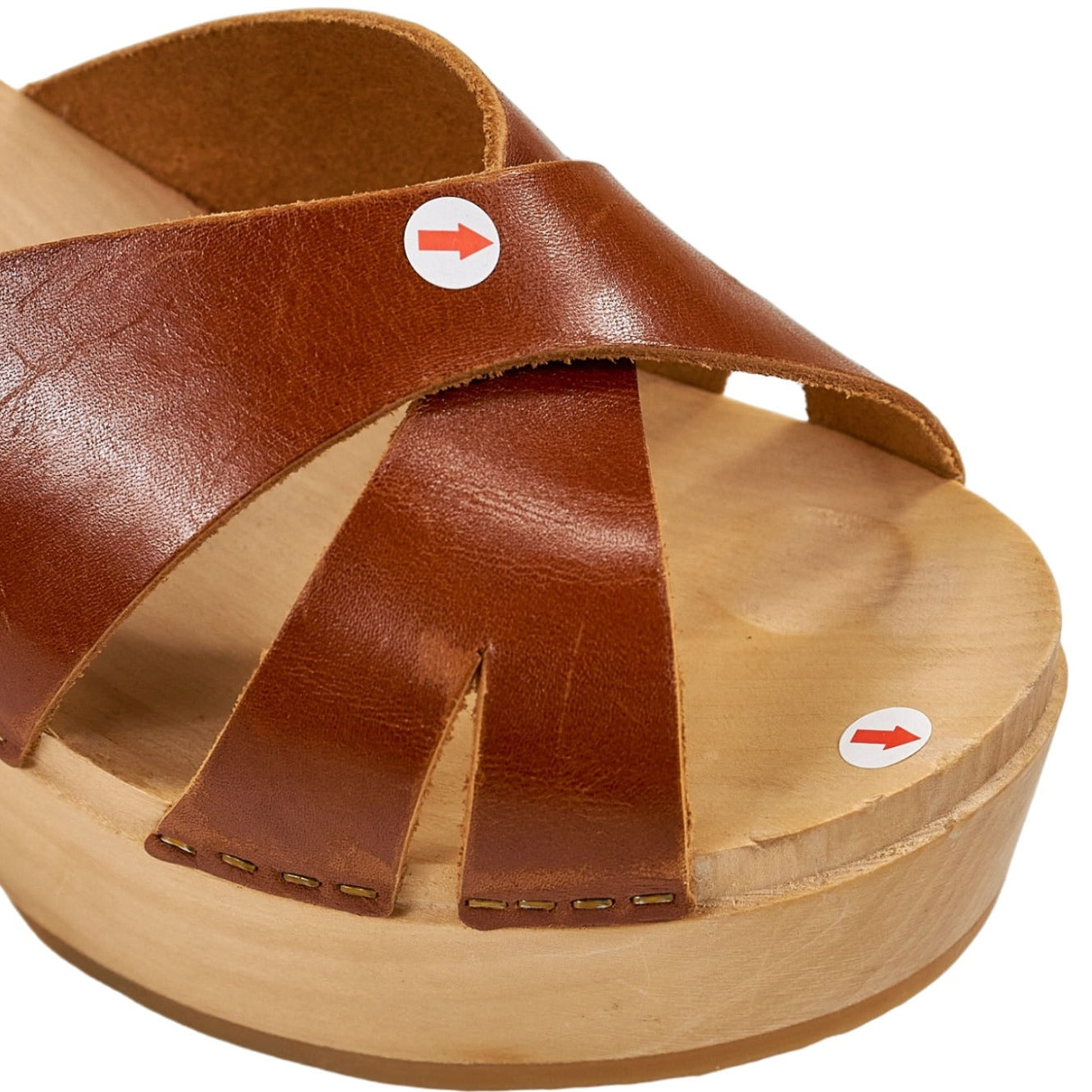 Vouyou Brown Leather Wooden Sandals