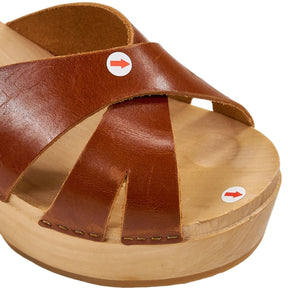 Vouyou Brown Leather Wooden Sandals