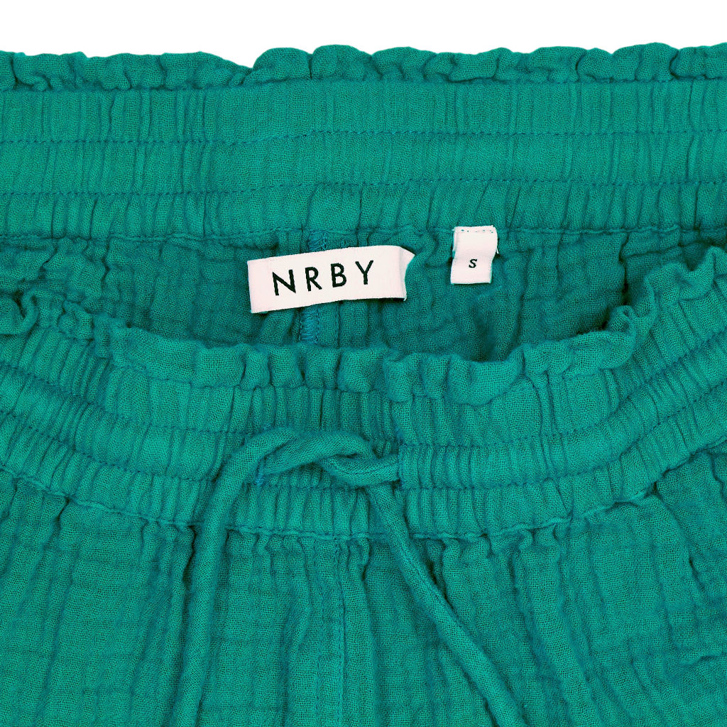 NRBY Teal Crinkle Cotton Shorts