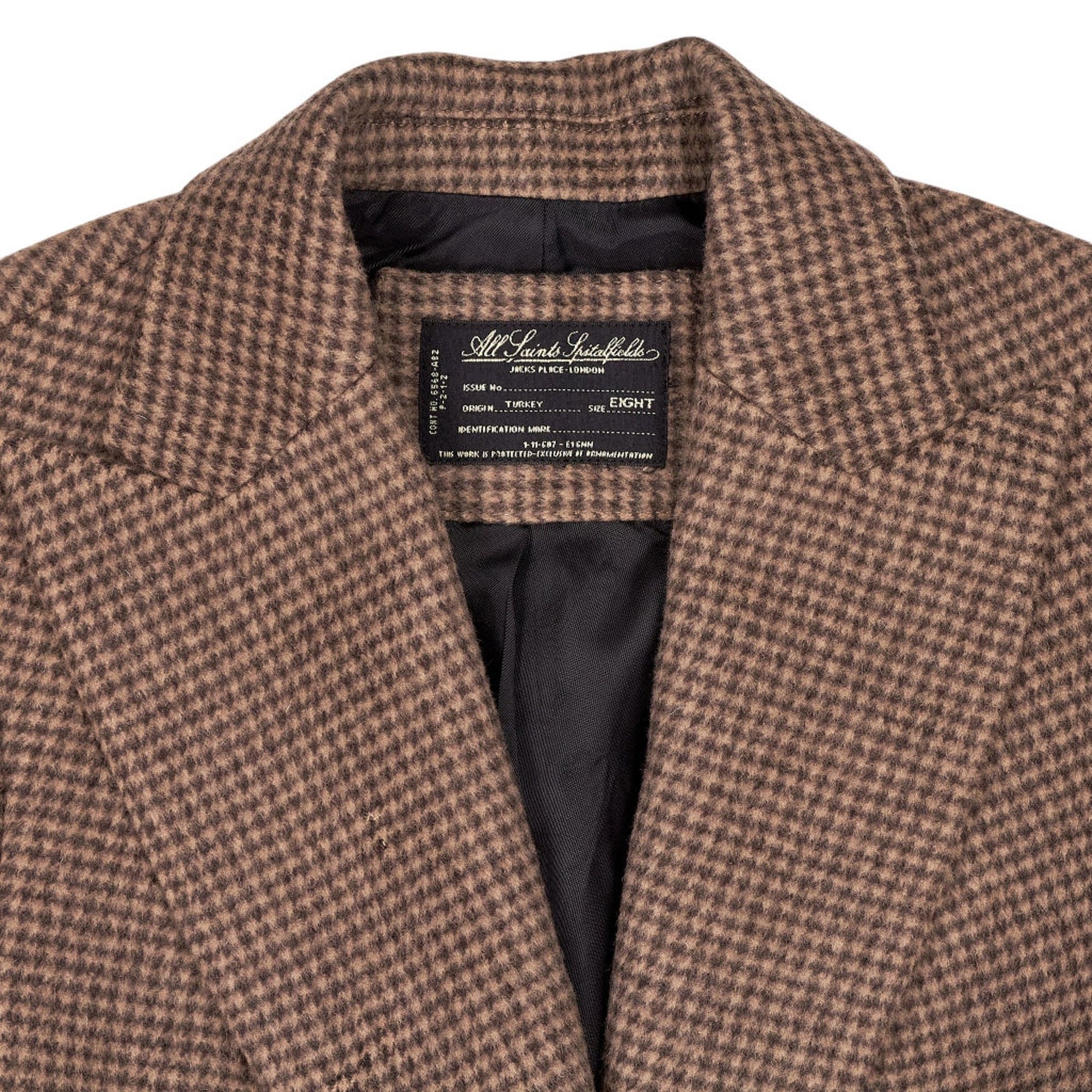 AllSaints Brown Check Wool Blazer