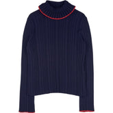 MSGM Navy Ribbed Turtleneck Jumper S