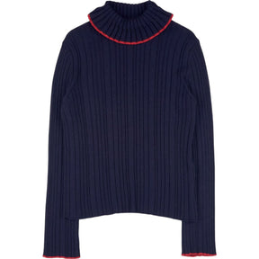 MSGM Navy Ribbed Turtleneck Jumper S