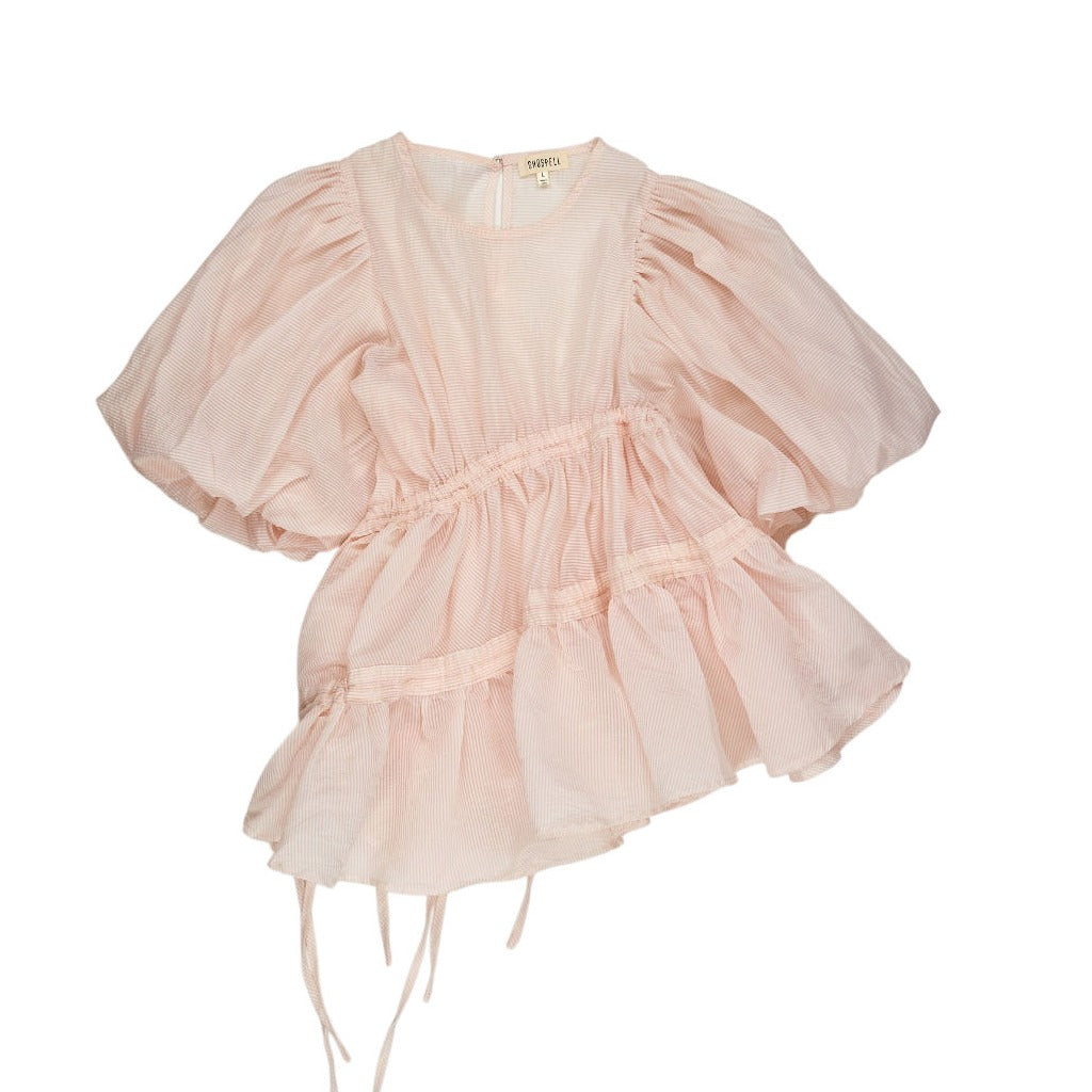Ghospell Nude Striped Blouse