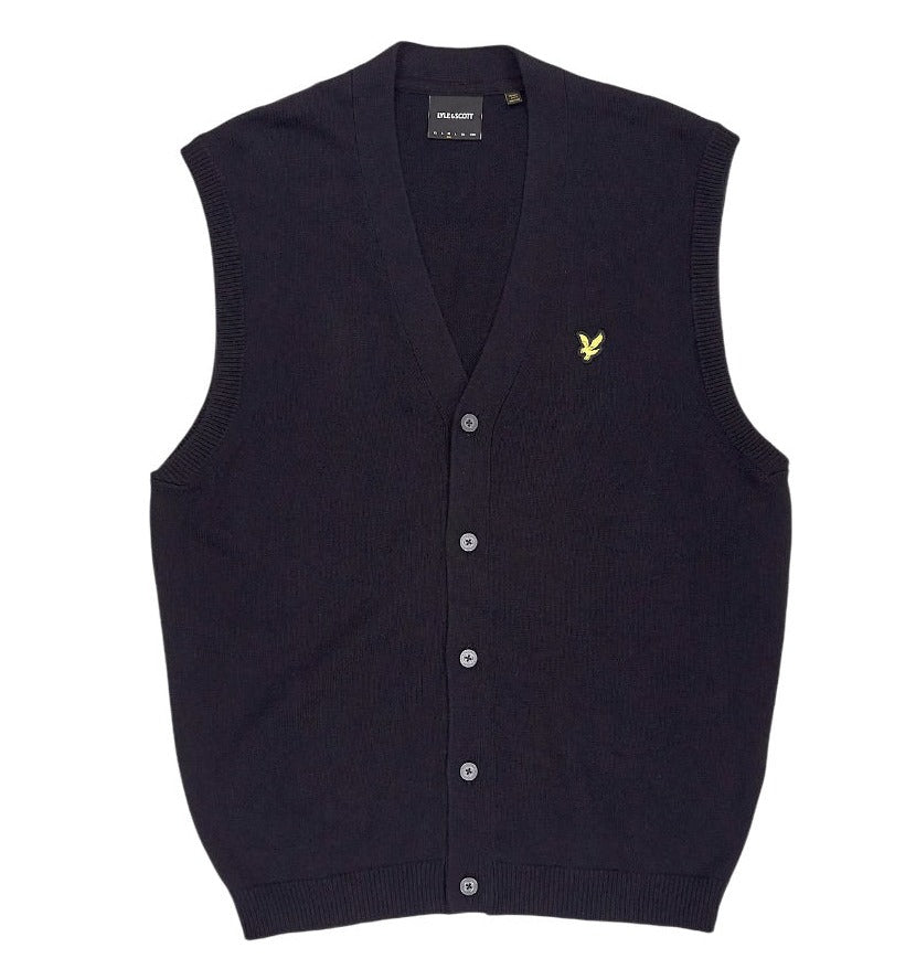 Lyle & Scott Black Cotton Knit Vest