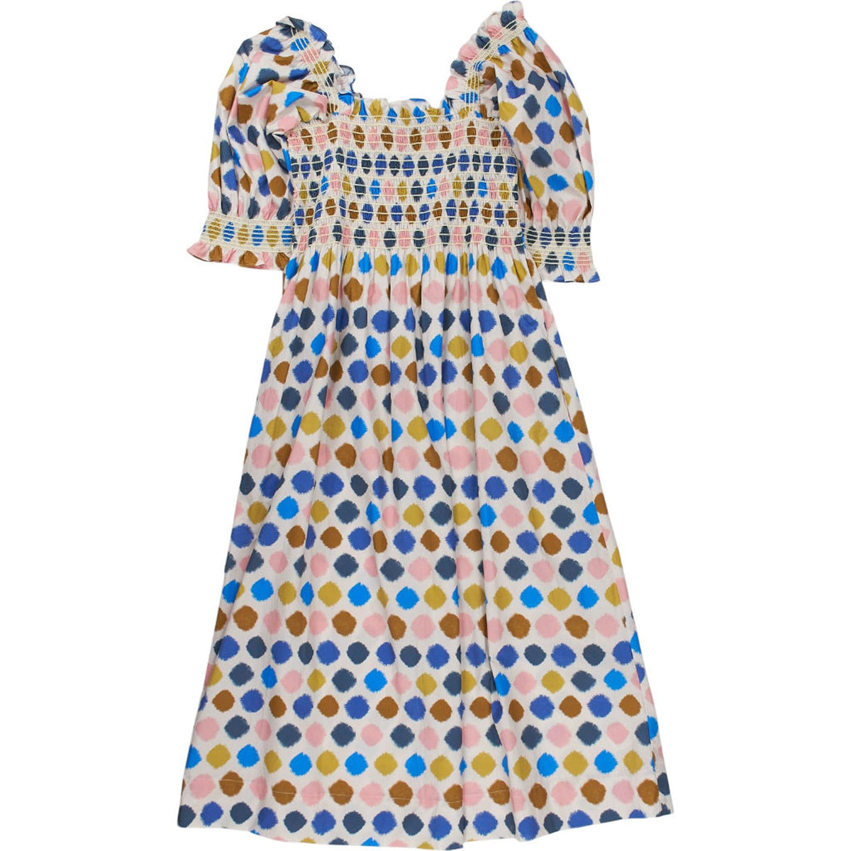 Wyse Multicoloured Smocked Midi Dress