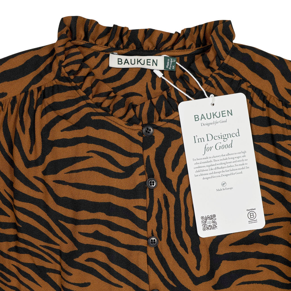 Baukjen Brown Tiger Print Sabrina Blouse