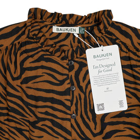 Baukjen Brown Tiger Print Sabrina Blouse