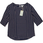 Monsoon Navy Linen Blend Striped Top