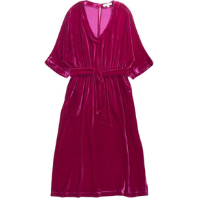 NRBY Pink Velvet Midi Dress