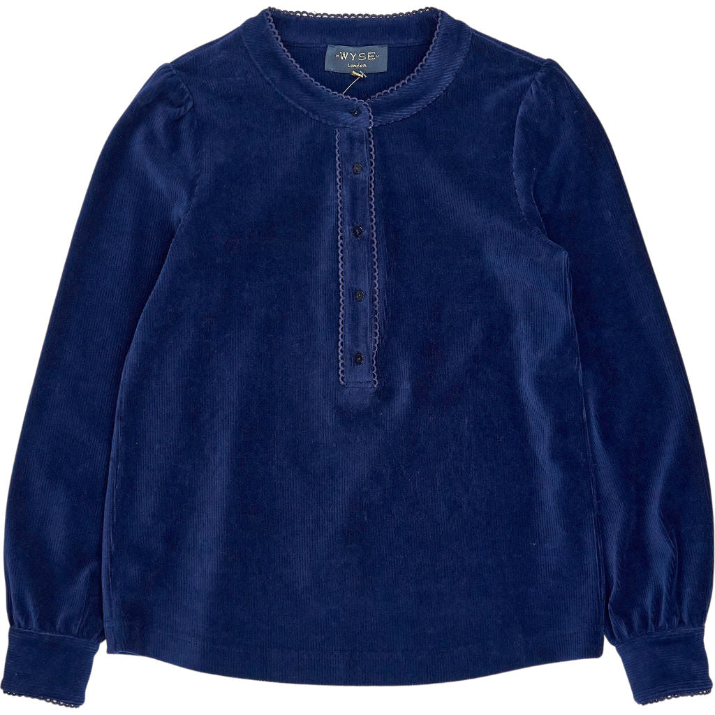 Wyse Blue Corduroy Velvet Top