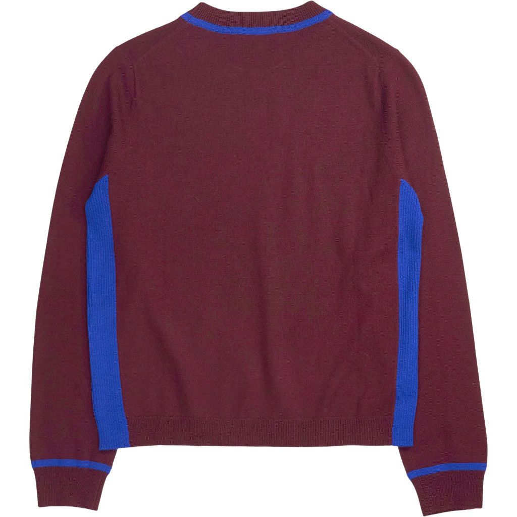 Wyse Burgundy Contrast Crew Neck Jumper