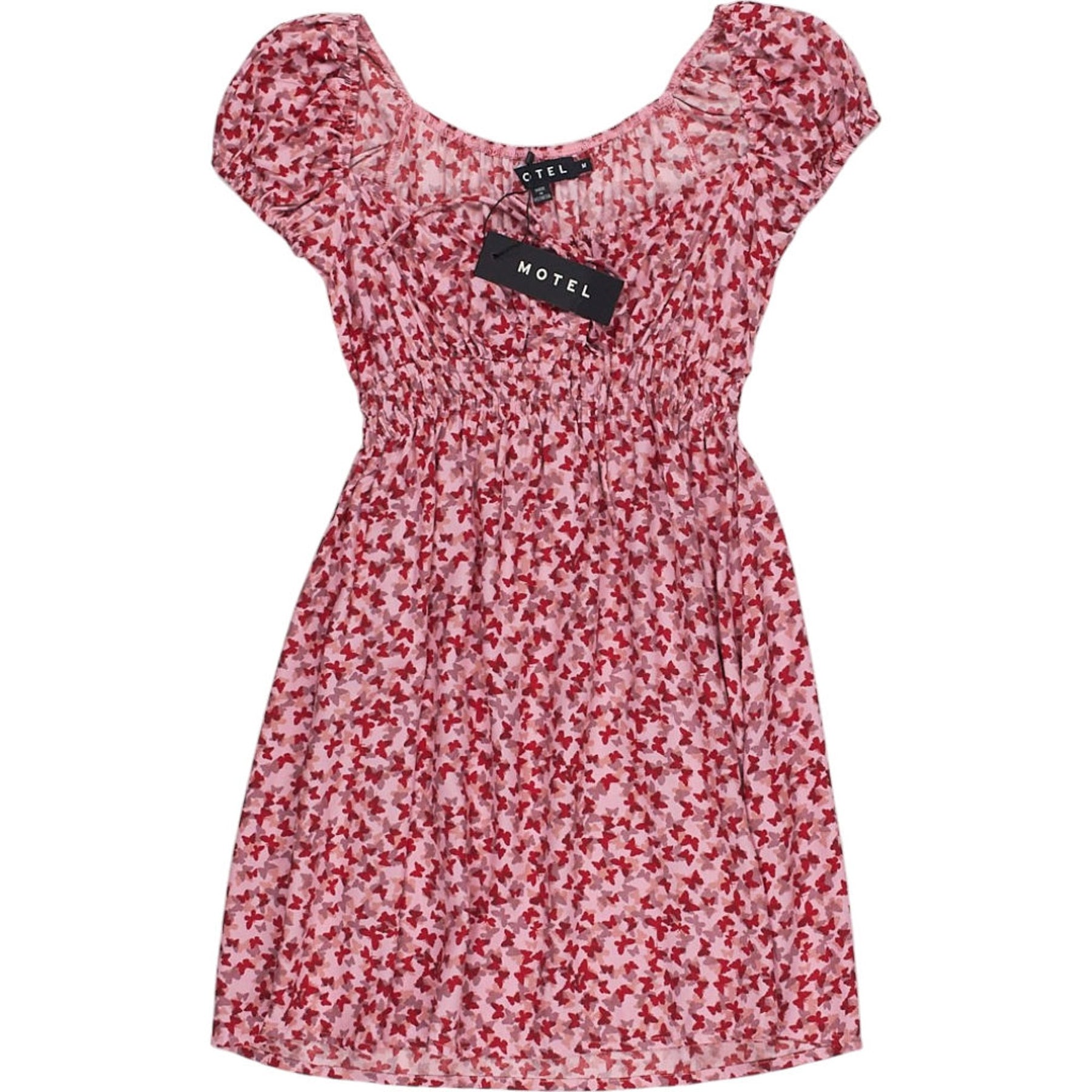 Motel Peach Red Ditsy Butterfly Galova Dress