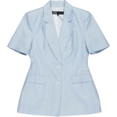 Zara Light Blue Linen Short Sleeve Blazer