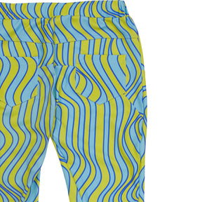 Fiorucci Blue Yellow Wave Mesh Flare Trousers