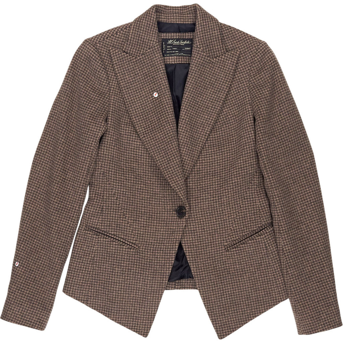 AllSaints Brown Check Wool Blazer