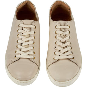 Barbour Beige Leather Lace-Up Trainers