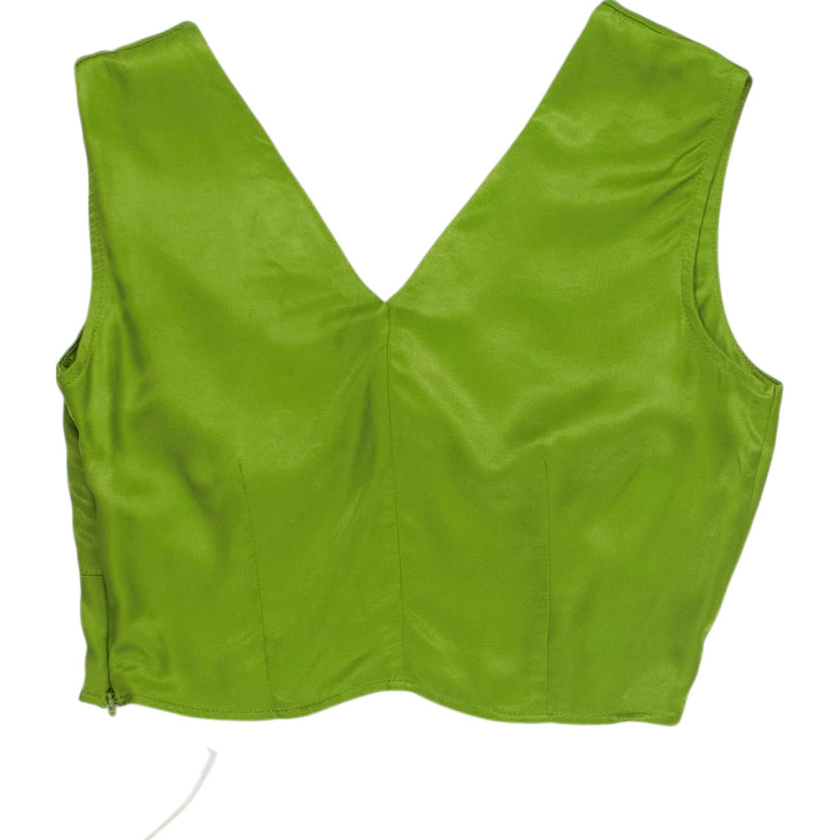 Omnes Green Satin Crop Top