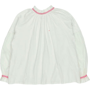 NRBY White Pink Smocked Blouse