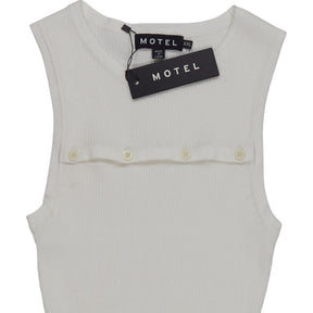 Motel White Ribbed Caena Top