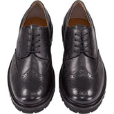 Moss Black Chunky Brogue Shoes