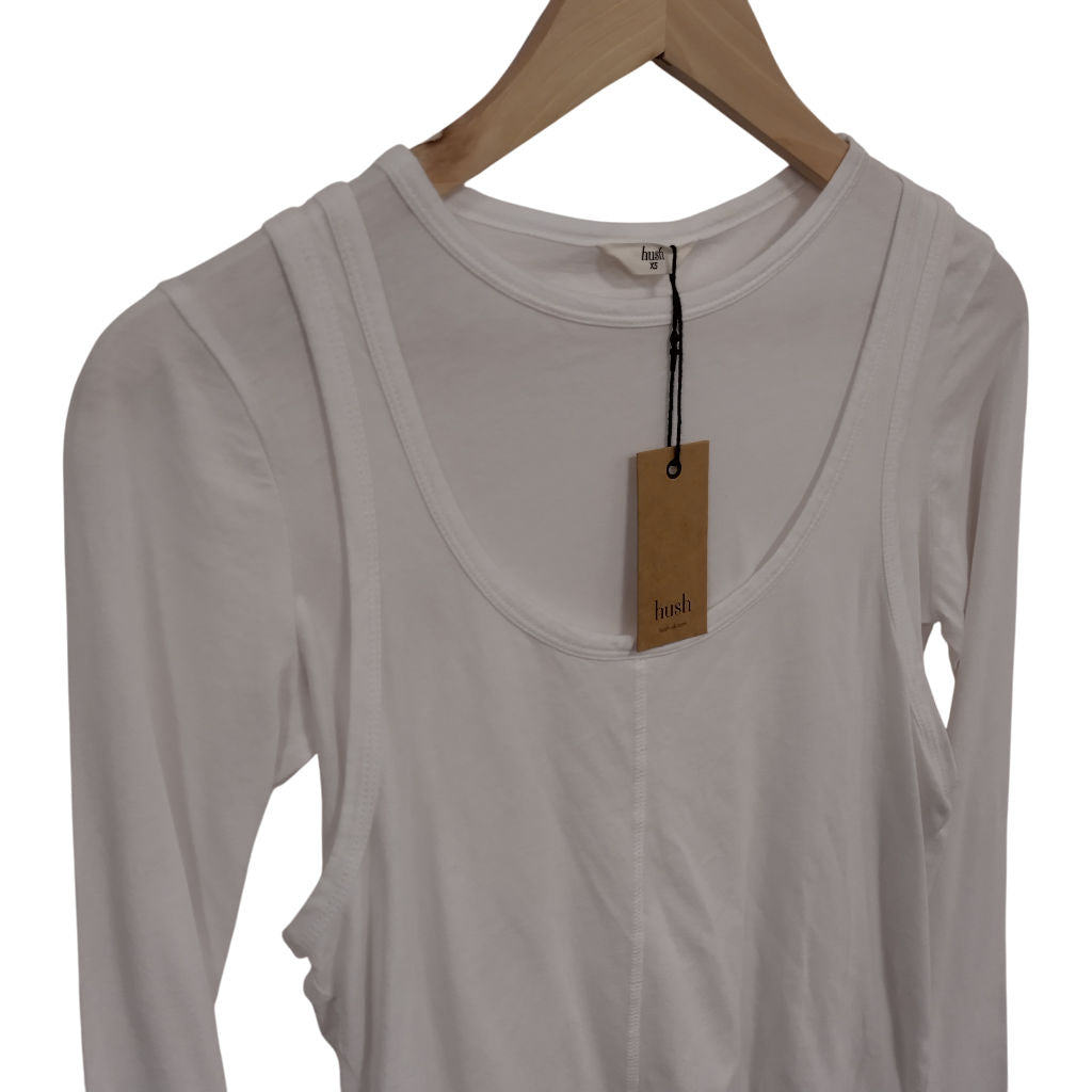 Hush White Double Layer Long Sleeve Top