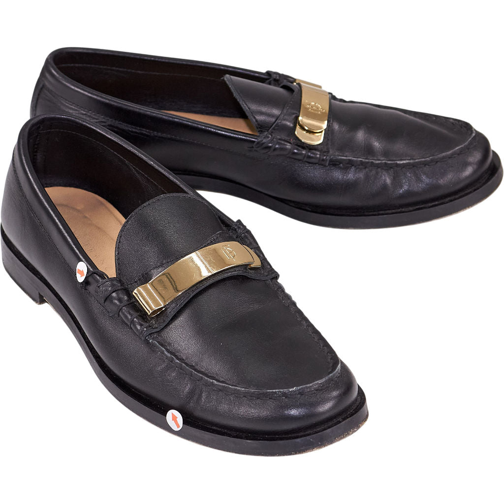 Dear Frances Black Loafers Gold Detail