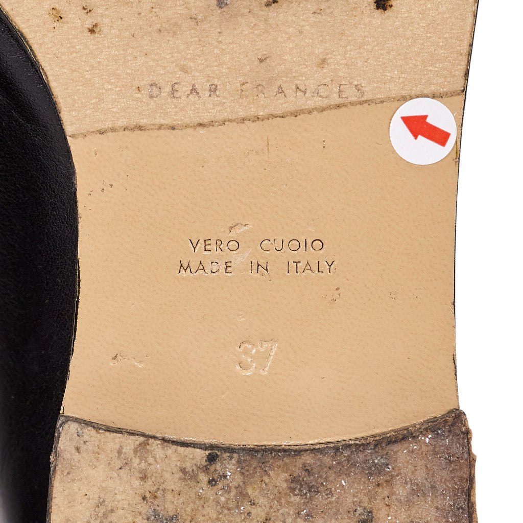 Dear Frances Black Loafers Gold Detail