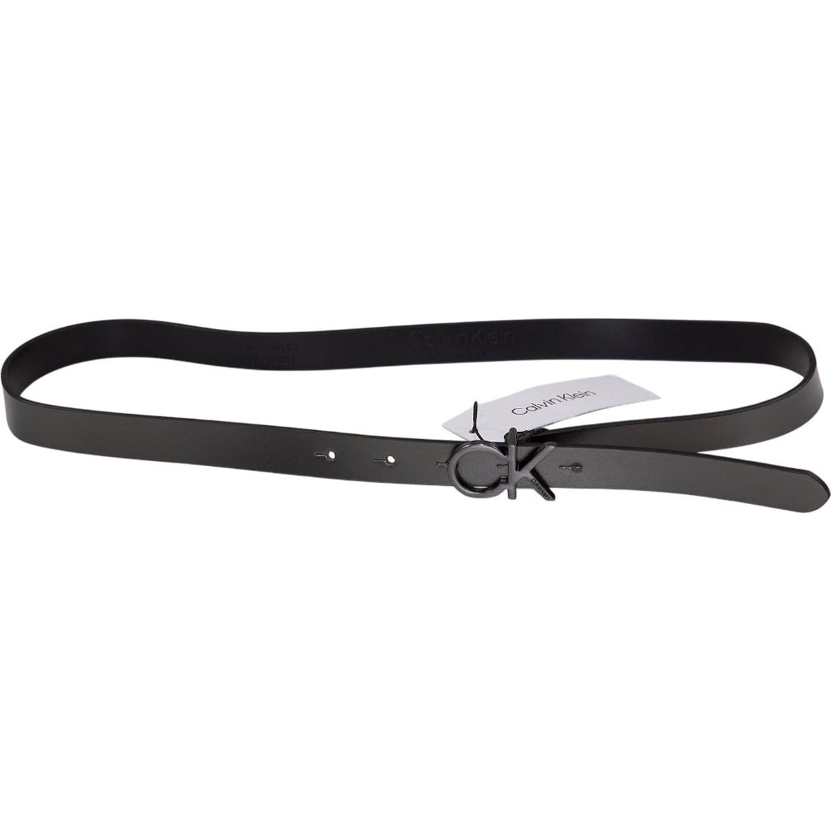 Calvin Klein Gunmetal Re-Lock Leather Belt
