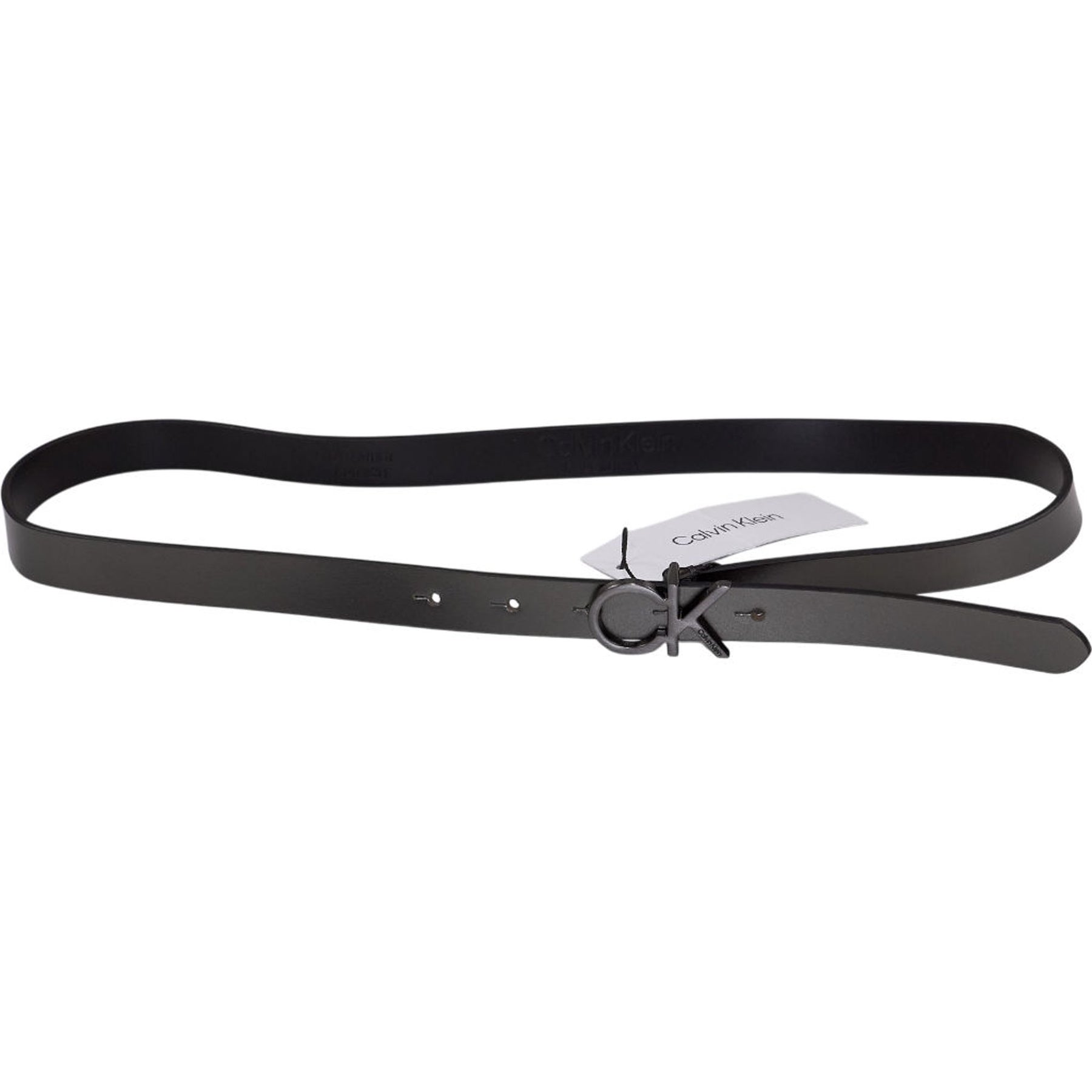 Calvin Klein Gunmetal Re-Lock Leather Belt